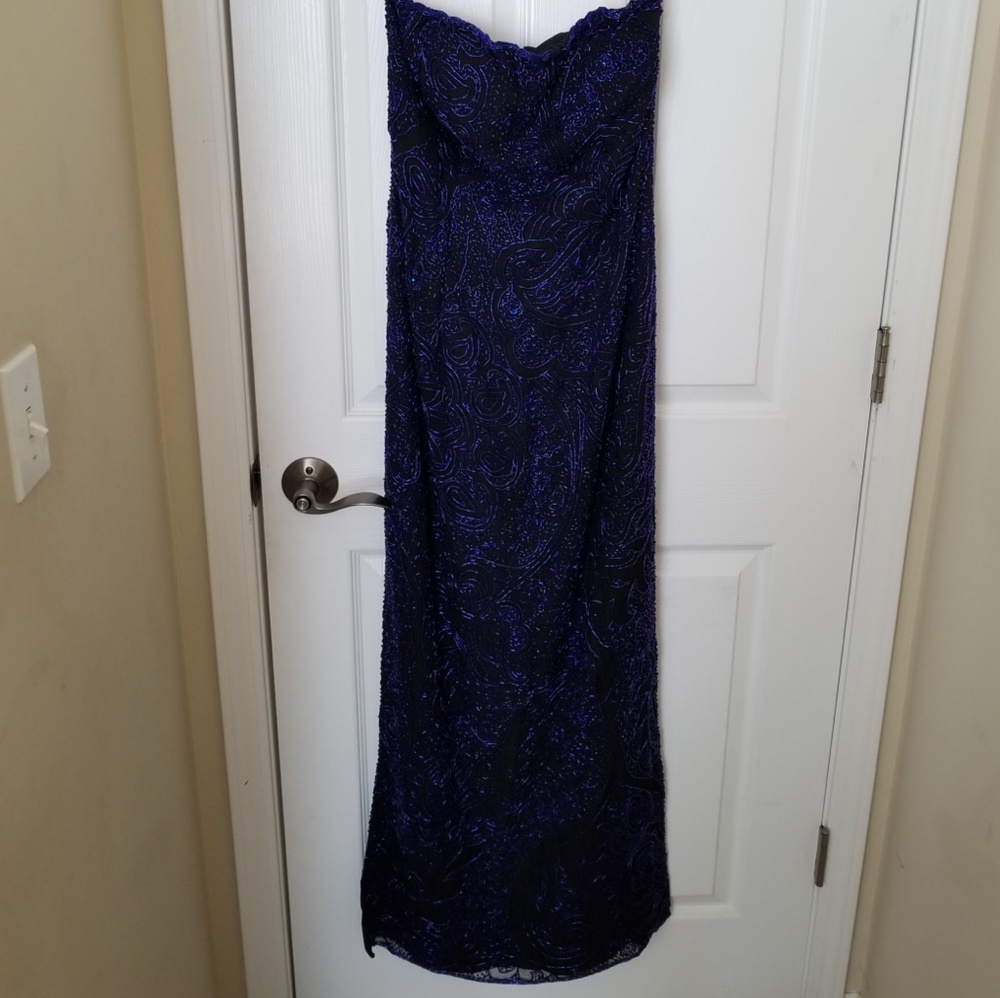 Vintage Cache Royal Blue Beaded Gown